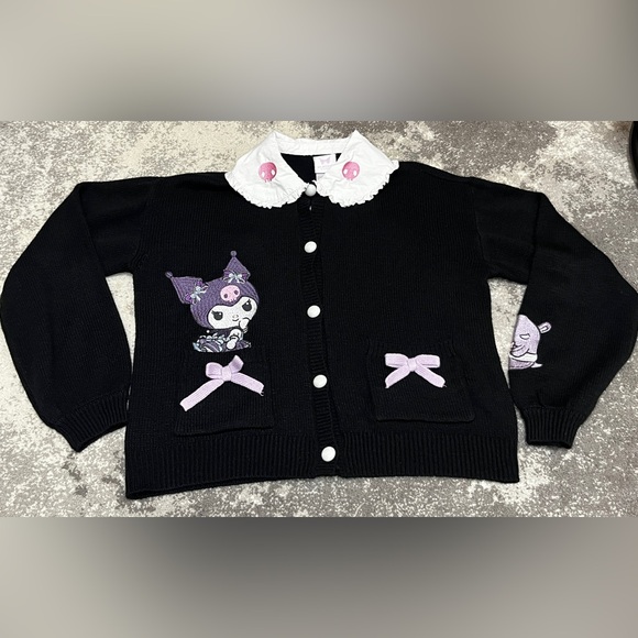Hot Topic Kuromi Dress-Up Collar Cardigan Size M Black Deadstock - Picture 4 of 10